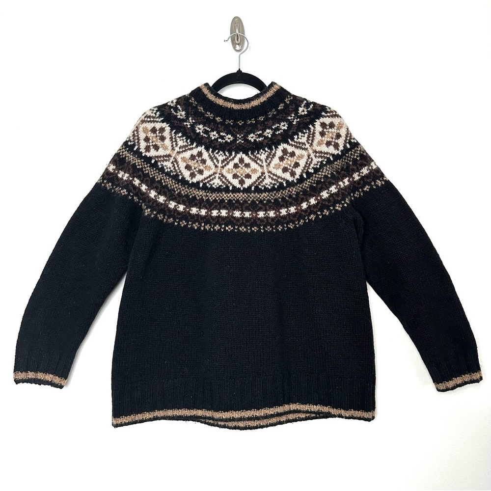 Vintage Eddie Bauer Cottagecore Nordic Sweater Funnel Neck Fair Isle Cabincore